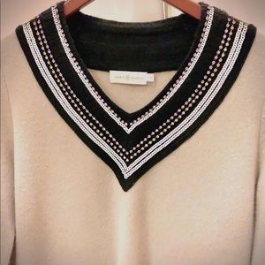 EUC TORY BURCH Merino Wool V-Neck Sweater XS